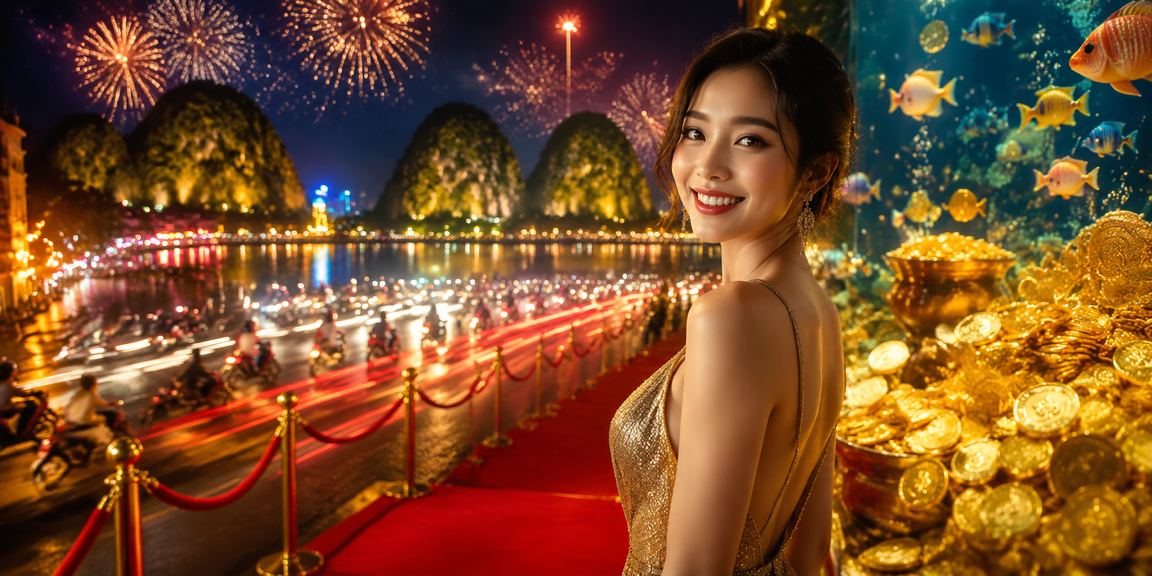Phong cảnh Ninh Bình với ánh sáng neon